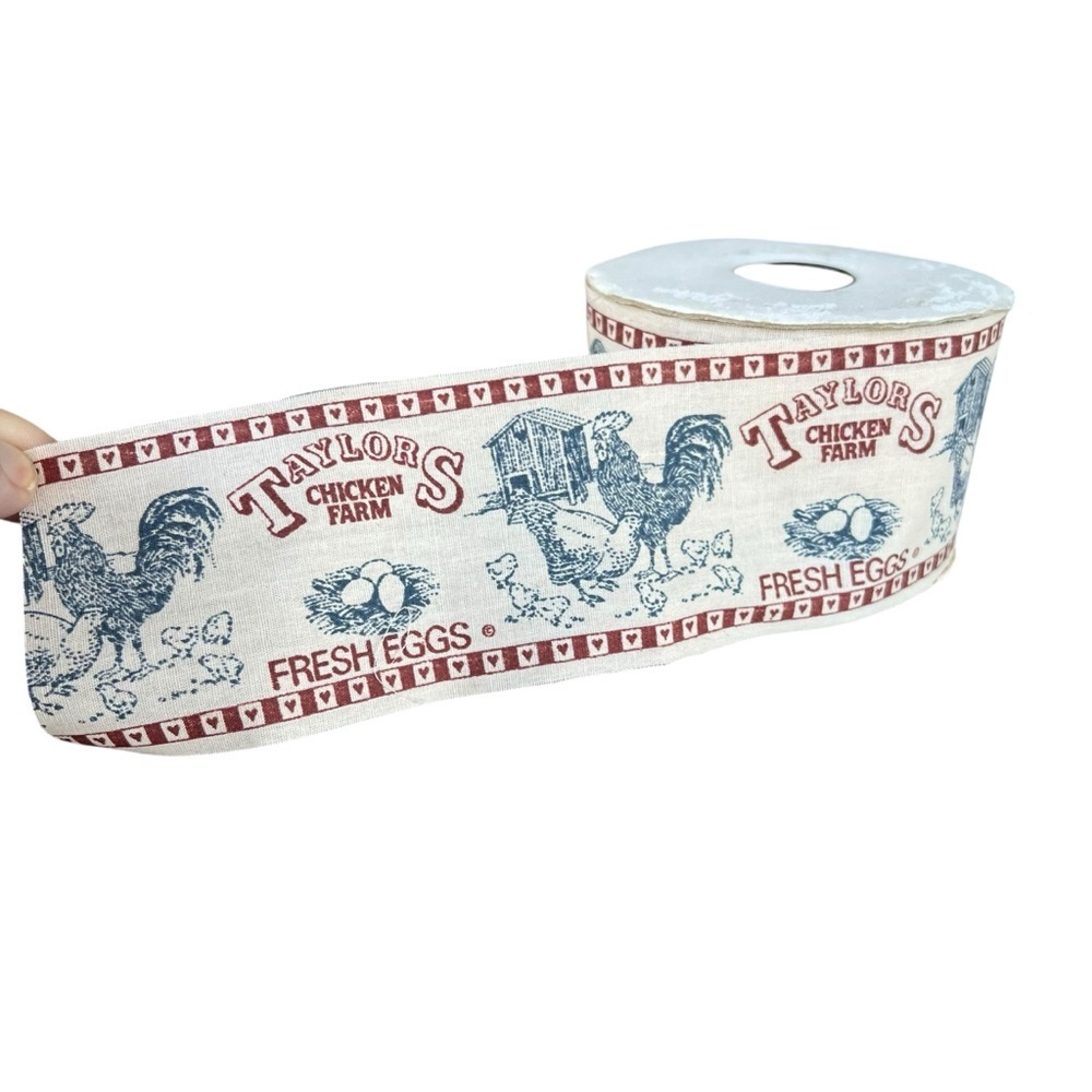VTG Taylor’s Chicken Farm Decorative Farmhouse Ribbon 2 3/4” Wide Country Read